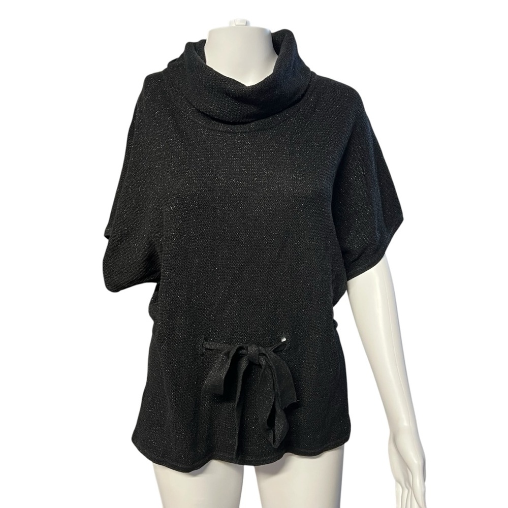 Willi Smith - Womens Black Metallic Threaded Belted Top Sz. Medium